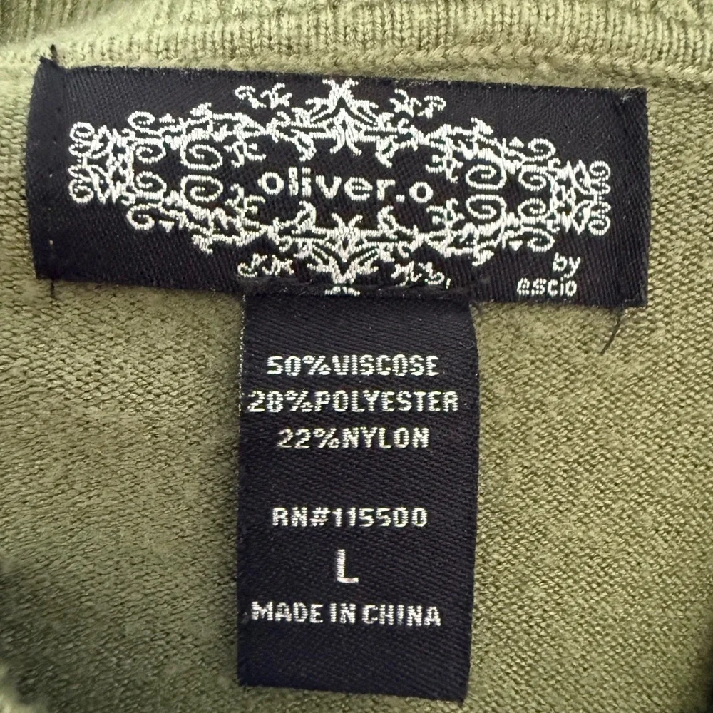 Oliver.O by Escio Olive Green Cutout Studded Mock Neck Sweater‎ Womens Large